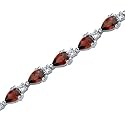 Chic and Beautiful: 8.25 carats total weight Pear Shape Garnet & White CZ Gemstone Bracelet in Sterling Silver Free Shipping