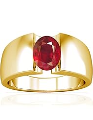 18K Yellow Gold Oval Cut Ruby Solitaire Ring