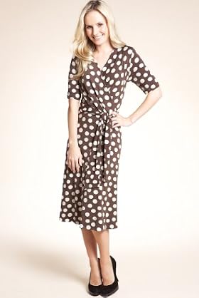 Petite Exclusive Crossover V-Neck Coin Spot Dress