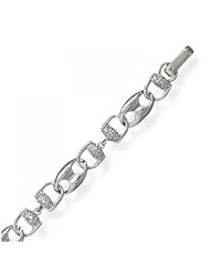 MMA Silver - 7.5 inch Rhodium Plated CZ Link Bracelet