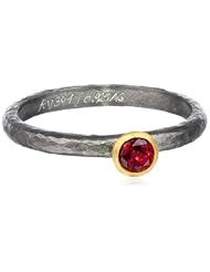 GURHAN "Skittle" Silver with High Karat Gold Accents Red Topaz Ring, Size 7