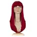 Vibrant Red Straight Nikki Minaj Style Wig | Long Red Straight Wig with Thick Fringe