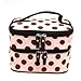 Icon Double Layer Dots Pattern Travel Toiletry Cosmetic Bag Makeup Organizer Travel Case With Mirror