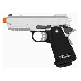 WE Baby Hi-Capa 3.8 V2 Full Metal 1911 Semi Auto Gas/CO2 Blowback Airsoft Pistol-Silver