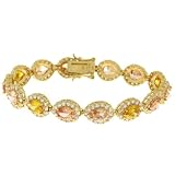 Sterling Silver Champagne, Cognac and Canary Cubic Zirconia Bracelet by Charles Winston, 7.5"