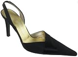 Anne Klein New York Prue Women's Black Tie Satin Tuxedo Sling Back Pumps.