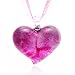 Chuvora Hand Blown Venetian Murano Glass Pendant Necklace Pink Heart Shaped