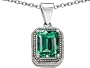 1.50 cttw 925 Bali Style Created Emerald Cut Emerald Pendant in 925 Sterling Silver