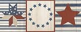 Americana Stars and Stripes I HIGH QUALITY CANVAS Print With Light Added BRUSHSTROKES Sarah Adams 20x8