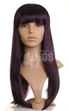 Long Black and Purple Straight Wig - Perfect for Anime, Cosplay, Halloween or Goth look! Premium quality synthetic hair