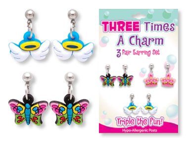 Three Times A Charm 3 PAIR EARRING SET