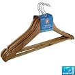 PACK OF 5 WOODEN COAT GARMENT HANGERS - MADE OF HIGH QUALITY STRONG HARDWOOD - IDEAL FOR SUITS, COATS SHIRTS, BLOUSES, SKIRT -CHROME HOOK WITH ROUNDED SMOOTH HOOK END - SHOULDER NOTCHES FOR SKIRT LOOP, STRAP ETC