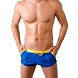Mens Pocket Contrast Boxer Mid Cut Swimsuit By Gary Majdell Sport.