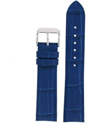 Watch Band Blue Genuine Leather Crocodile Grain 18 millimeter Tech Swiss