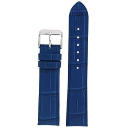Watch Band Crocodile Grain Blue Stitching Padded 28 millimeter