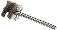 Weiler Round Power Tube Brush, Stainless Steel 302, Round Shank, Double Stem, 1" Diameter, 0.008" Wire Diameter, 1/4" Shank, 2000 rpm (Pack of 1)