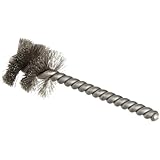 Weiler Round Power Tube Brush, Stainless Steel 302, Round Shank, Double Stem, 1" Diameter, 0.008" Wire Diameter, 1/4" Shank, 2000 rpm (Pack of 1)