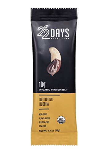 22 Days Nutrition, Organic Protein Bar, Nut Butter Buddha, 50g, 12 Count