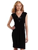 AGB Women's Sleeveless Dress With V-Neck And Curved Empire Waistband