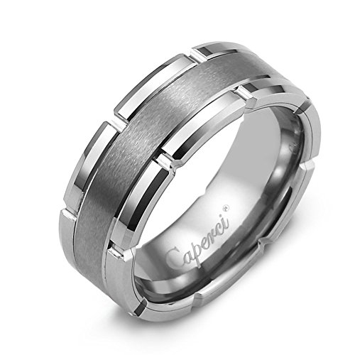 Caperci Men's 8mm Contemporary Comfort Fit Tungsten Wedding Band