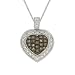 Sterling Silver 1/5ct TDW Champagne Diamond Heart Necklace, 18"
