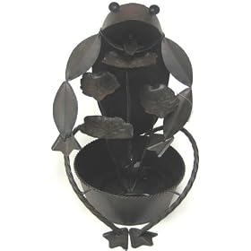 Cool Metal Frog & Lilypads Garden Water Fountain W/Pump