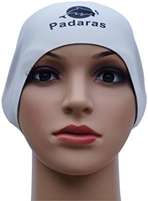 Padaras 100% Silicone Reversible Three Dimensional Ball Men and Women Swimming Cap Wear It on Both Side Wrinkle Free(White)