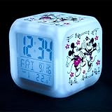 LED Kids alarm Disney Music with Mickey and Minnie M3 - 7 colors, 7 songs - 80 x 80 x 80 mm, the favorite alarm clock for children