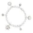 Lotus Flower Charm Bracelet in Sterling Silver on a 7" Rolo Chain, #8212