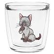 Kitty (Gray) 12 oz Double-Old-Fashioned Insulated Beverage Tumbler, Clear