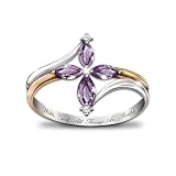 The Holy Trinity Amethyst And Diamond Women's Cross Ring by The Bradford Exchange