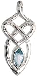 Sterling Silver Celtic Pendant, w/ Marquise Cut Natural Blue Topaz Stone, 1 1/8" (29mm) tall