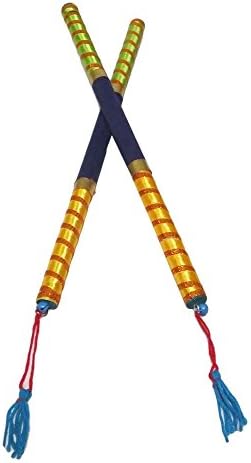 Trinkets Wooden Dandiya Sticks Multicolor Lace Work Satin Fabric Sticks Decorative Garba Dance Hindu Festival Decor 2 Pcs
