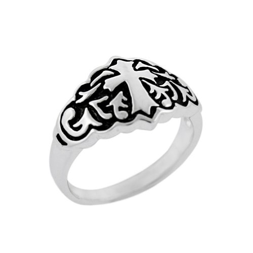 Sterling Silver Celtic Ring with Cross, Size 7