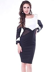 Plus Size Elbow Length Sleeves Polyester/Spandex Mesh Bodycon Dress 