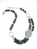 Unique, One of a Kind , Designer Jewelry, a Classic , Vintage Crystal Broach and Mother of Pearl Necklace
