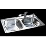 Noble 22" x 33" Stainless Steel Double Bowl Kitchen Sink with Mirror Deck Number of Holes: 4