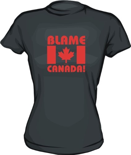 BLAME CANADA Maple Leaf Flag Logo Women's Tee Shirt XL-Pink Babydoll (petite fit)
