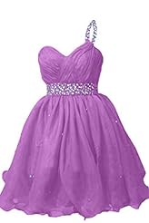  Cocktail Natural   Waistline One Shoulder Crystal Crystals Organza  Ball Gown Party Dress/Mini Dress 