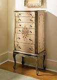 French Garden "Antique White & Olive Greens" Hand Painted Jewelry Armoire By Powell Furniture