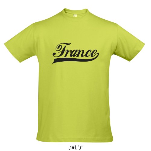 T-Shirt Frankreich Oldschool France LÄNDERSHIRT EM / WM FAN Trikot S-XXL , Apple green – schwarz , S