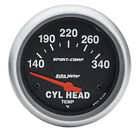 Auto Meter 3536 2-5/8" 140-340 F Short Sweep Electric Cylinder Head Temperature Gauge