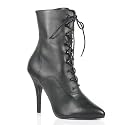 5 Inch Sexy Black Leeather Ankle Boot Lace-Up Ankle Boot High Heel Side Zip