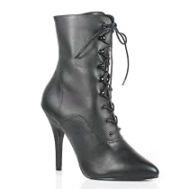 5 Inch Sexy Black Leeather Ankle Boot Lace-Up Ankle Boot High Heel Side Zip