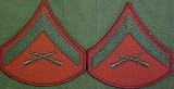 Green on Red USMC Chevrons - Lance Corporal - Male