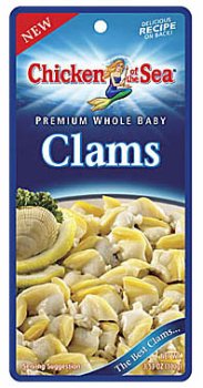 PREMIUM WHOLE BABY CLAMS, 12 pack of 3.53 oz pouches by Chicken of the Sea