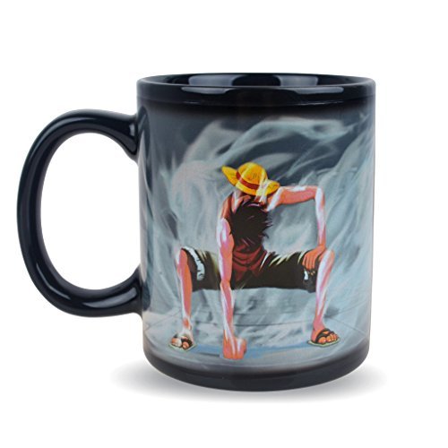 MinoCat One Piece Heat-sensitive Reactive Luffy Changing Coffee Mug Ceramic Cup Coffee Mug