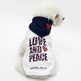Dog Dog Collection Designer Dog Apparel - Laurie Love and Peace Hoodie - Color: White, Size: XS