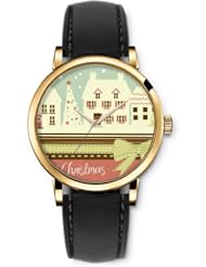 SPRAWL Aanalog Fashion Series Gold Ladies Watches of Genuine Black Leather Strap,Unique Wrist Watch for Women Girls Designed with Christmas
