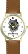 Cairn Terrier (SC) Dog - WATCHBUDDY&reg; CLASSIC DELUXE TWO-TONE THEME WATCH - Arabic Numbers-Brown Leather Strap-Women's Size-Small